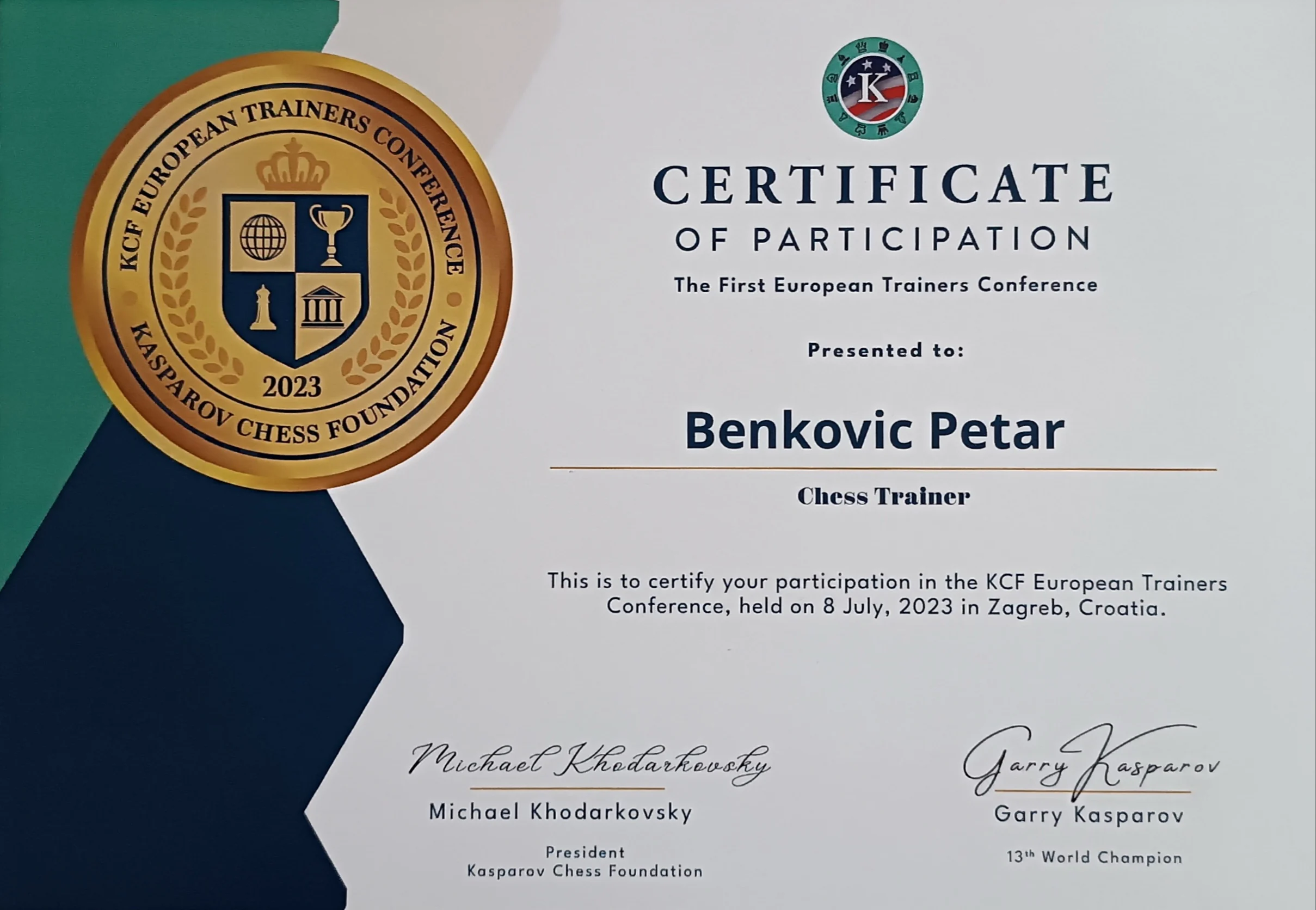 European Trainers Conference sertifikat, Zagreb 2023