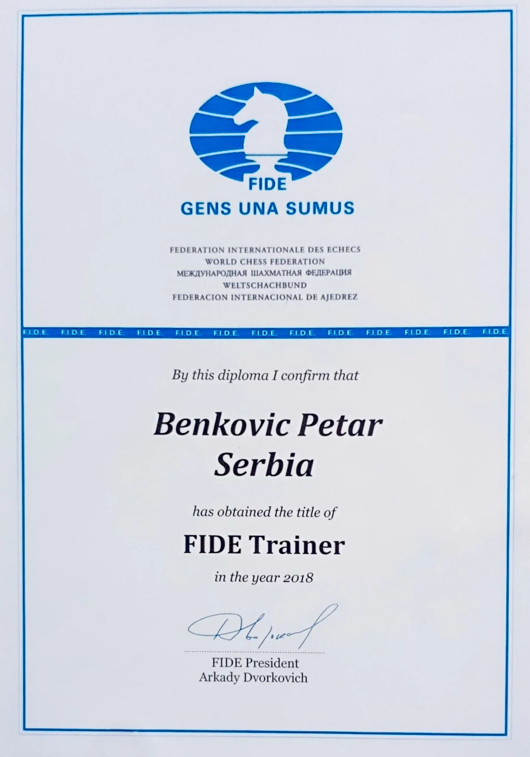 FIDE Trainer diploma, 2018